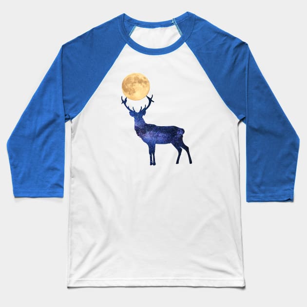 Cosmic Stag Baseball T-Shirt by MONLart